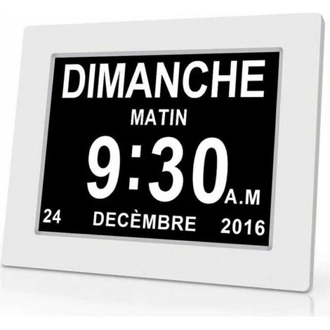 Horloge calendrier numérique One Piece 7 pouces avec date et heure, horloge Alzheimer pour parents, rappel de médicaments pour grands-parents et enfants - Blanc - 20414324mm (1/4)
