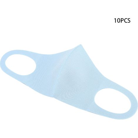 Lot de 10 masques buccaux réutilisables pour enfants, anti-poussière, protection solaire et respirants, bleu ciel (1/5)