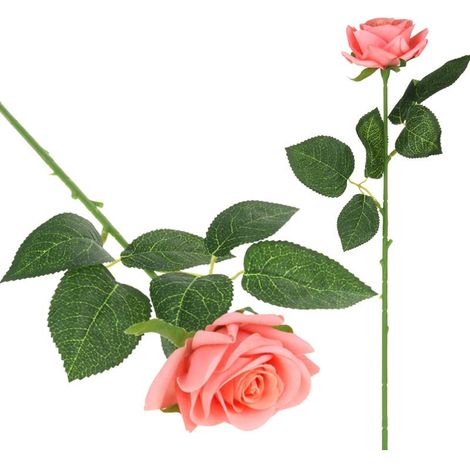 Roses artificielles en silicone, branches de rose, pour vase de 44 cm - Saumon