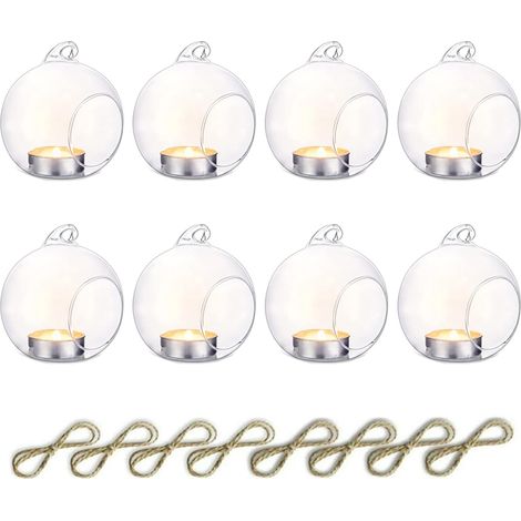 8 Pièces 8cm Suspendus Porte-Bougie Chauffe-Plat Verre Globe Plante Terrariums Photophore Bougeoirs Succulentes Jardin Miniature Jardinières Maison D'intérieur Bricolage Cadeaux (1/5)