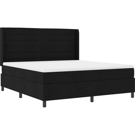Maison Exclusive - LED Boxspringbett mit Matratze Schwarz 180 x 2