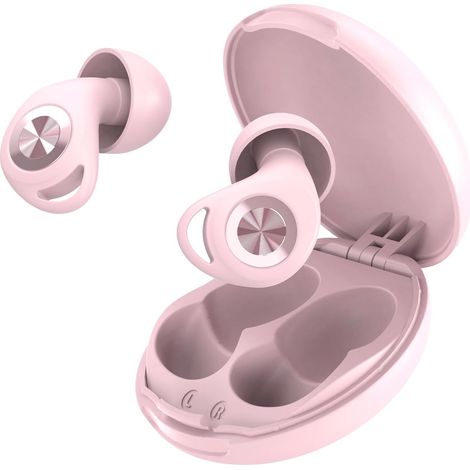 Tapones para los oídos para dormir con 8 pares de puntas, silicona flexible reutilizable, cancelación de ruido de 45 dB, protección auditiva para dormir/concentrarse/conciertos, color rosa. (1/5)