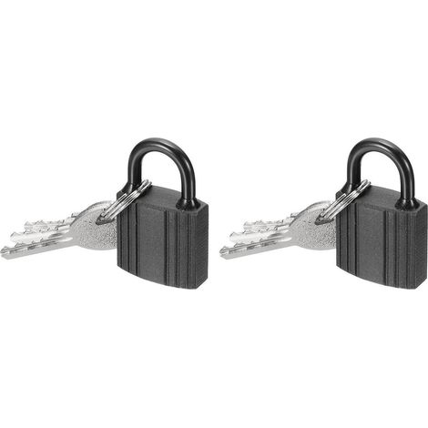2er Set Vorhängeschlösser 32mm wetterfest schwarz, rostfrei, Zylinderschloss, für Außenbereich