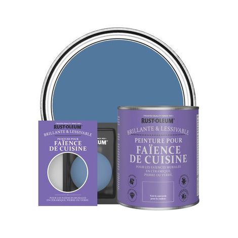 Peinture pour Faïence de Cuisine, Finition Brillante - Soie Bleue (1/3)