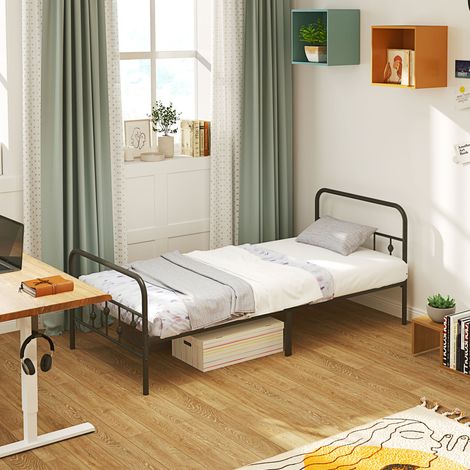 Struttura letto singola in metallo, facile da montare, con kit di gomma fonoassorbenti, colore nero. (1/5)
