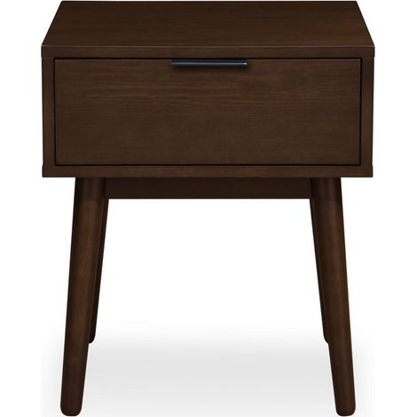 Table de chevet contemporaine plaqué hévéa avec tiroir PILOTE (1/2)