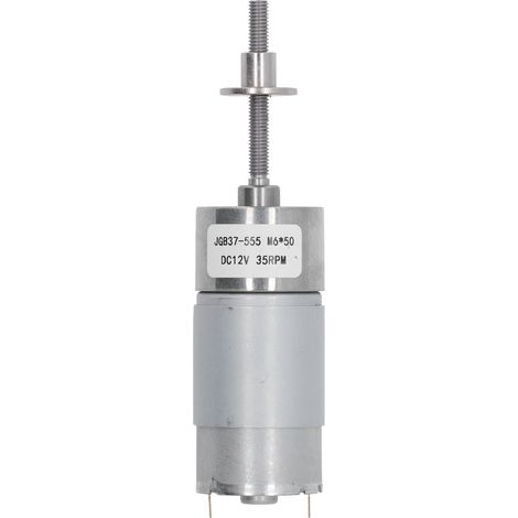 Moteur à engrenage auto-bloquant DC 12V 35 tr/min, arbre fileté M6 avec bride, réducteur à vis sans fin pour applications industrielles (1/5)
