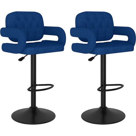 Maison Exclusive - Barhocker 2 Stk. Blau Stoff (1/5)