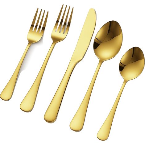 Juego de cubiertos VEVOR, 60 piezas, acero inoxidable, capacidad para 12 personas, acabado espejo, apto para lavavajillas, cuchillo, tenedor, cuchara, 100 piezas (1/2)