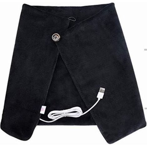 Couverture chauffante à capuche, interface USB, respirante, unisexe, soulage les douleurs aux épaules, aux genoux et à l'abdomen, noire. (1/4)