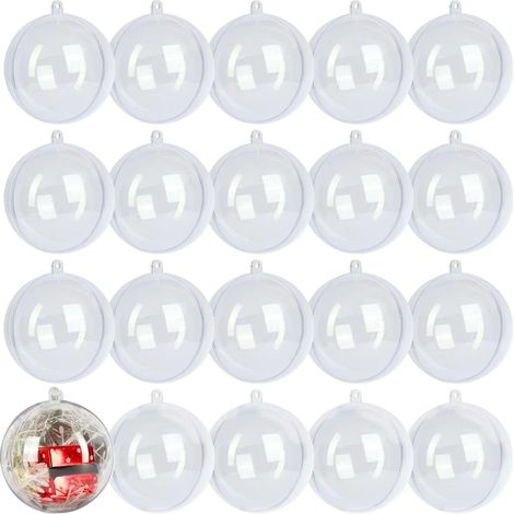 Acrylic hollow ball, Clear Plastic Fillable Ornaments Ball, DIY Clear Plastic Balls for New Years Present,Xmas Tree,Home Decoration,Wedding,Party (6cm/2.36inch,20PCS) (1/5)