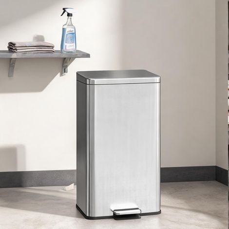 Poubelle argent en acier inoxydable et PP 34,2 x 30,6 x 44,2 cm (1/5)