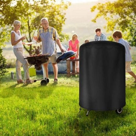 Housse de barbecue ronde imperméable housse barbecue Weber en tissu Oxford anti-UV exterieur Noir (Φ70 x 70cm) (1/4)