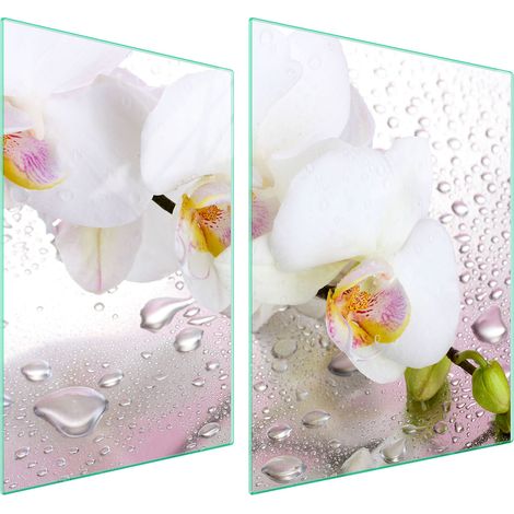 GLASSCHUTZPLATTE FÜR HERD 70x52 ORCHIDEE