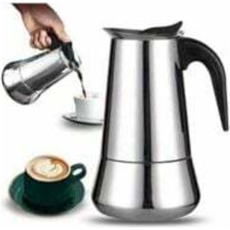 Cafetière italienne 12 tasses en acier inoxydableCompatible tous feuxCafé intense et riche en arôme25 cm x 12,5 cm (1/4)