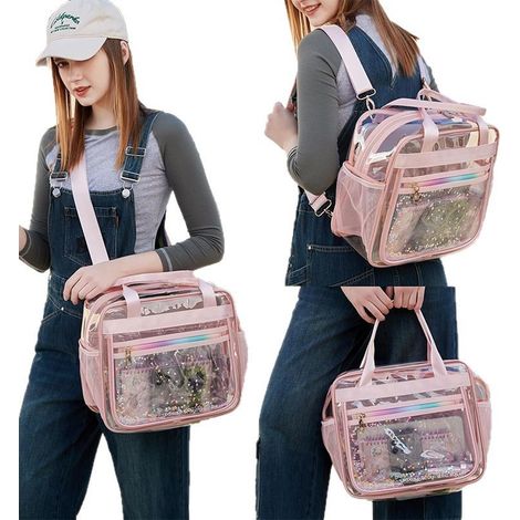 Sac de plage à dos bandoulière transparent en PVC pour femmes et filles, homologué les stades.