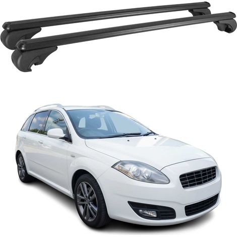 OMAC Aluminium Dachträger Querträger für Fiat Croma Kombi 2005-2010 – TÜV / DIN 75302:2019 – Abschließbar – Max. 75 kg – 2 Stangen Schwarz (1/5)
