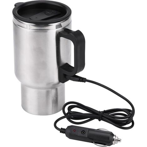 Mug chauffant de voiture, tasse chauffante de voyage en acier inoxydable, tasse à café électrique chauffante pour eau, café, lait et thé avec chargeur, 450 ml-Fei Yu (1/5)