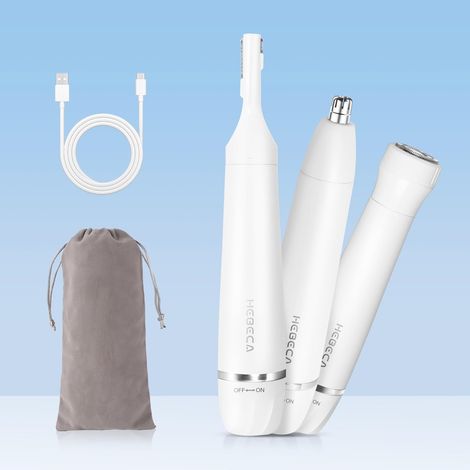 Tondeuse à poils d'oreilles et de nez pour femmes, tondeuses à sourcils et poils du visage, tondeuse électrique faciale 3 en 1, étanche et rechargeable, épilateur facial portable pour femmes (1/5)