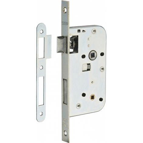 Thirard – Serrure encastrable à condamnation 50 mm – Entr'axe 70 mm – Pêne zingué – Gâche plate acier – Pour portes salle de bain et toilettes (1/3)