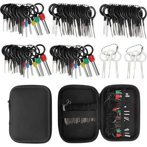 100-piece car unlocking tool set for most cable connectors, clamps, wiring harness removal tools, terminals (1/5)