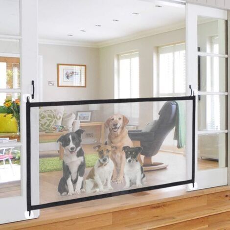 Barrière de Sécurité pour Chien Animal Domestique Barrière pour Chien Extensible Portable Barrière Porte en Filet Pliable Porte Magique pour Chien pour Cuisine Escalier Couloirs Bébé (1/5)