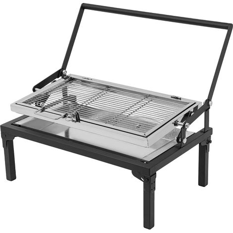 Parrilla portátil de camping, de acero inoxidable, dimensiones 68 x 38 x 35 cm, autoportante, peso neto 10 kg, apta para 4-5 personas. (1/5)