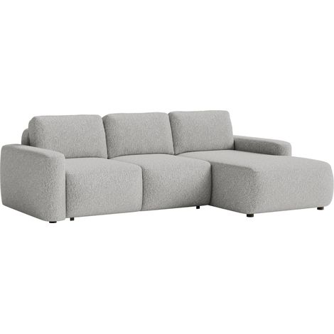 Selsey Carnos Mini – Ecksofa mit Schlaffunktion, Ottomane rechts, Chenille Hellgrau (1/5)