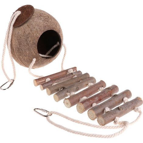 Nid d'oiseau naturel en noix de coco, cage à oiseaux en noix de coco, nid d'oiseau naturel (1/5)