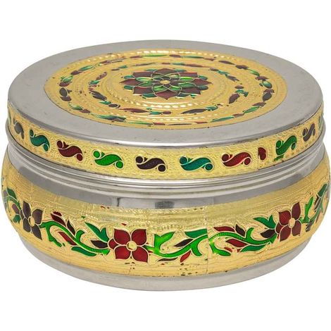 Joyero de metal repujado dorado 11,25x11,25x5 (1/5)