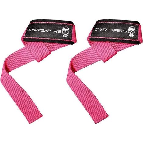 Bracelets de poignet utilisés pour l'haltérophilie, le bodybuilding, la force athlétique, le renforcement musculaire et le soulevé de terre - 18 pouces en néoprène doublé de coton (rose) (1/5)