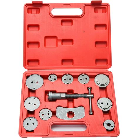 Kit de varilla de empuje de pistón de freno, kit de ajuste de cilindro de rueda de freno de disco, herramienta de extracción y montaje de pastillas de freno, 12 piezas (1/5)