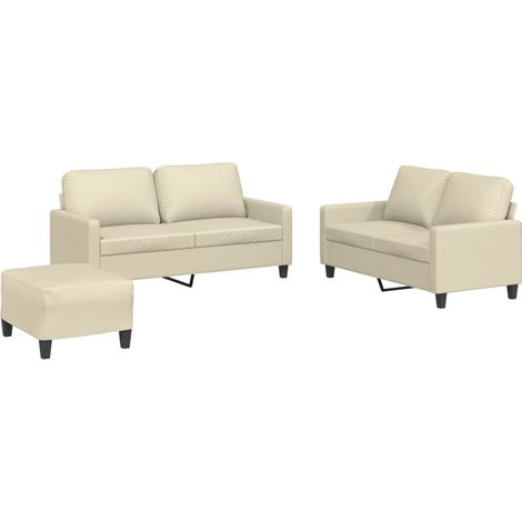 Maison Exclusive - Ensemble de canapés 3 pcs avec coussins Crème Similicuir (1/5)