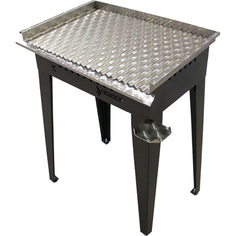 Celsius 6040 GP Piastra ondulata Griglia barbecue per arrostire con gambe acciaio giardino esterno carne a gas (1/4)