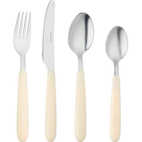 Couverts de bistro, ensemble de 16 pièces, acier inoxydable 18/0, manche arrondi, blanc (1/5)
