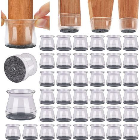40 Stuhlbeinschoner – Silikonpads – Transparent – Größe L – Geeignet für Holzböden von 3,3 cm bis 5 cm (1/5)
