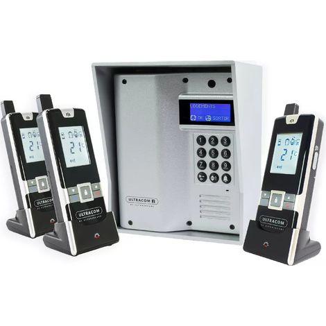 Interphone 600 mètres sans-fil longue portée autonome digicode écran LCD - UltraCOM3 visière argentée + 3 combinés (1/5)