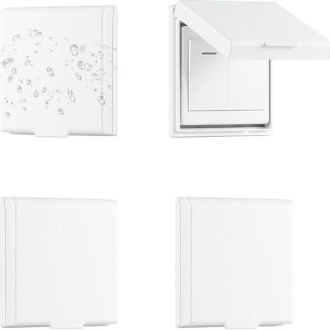Lot de 4 caches-interrupteurs muraux auto-adhésifs, type 86, réversibles et étanches, pour prises électriques, salle de bain, chambre, cuisine, extérieur, blanc. (1/5)