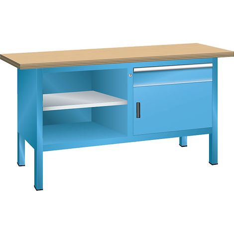 LISTA, Établi à plateau en multiplis, sur piétement, 1 tiroir
