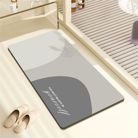 Tapis de Bain 40x60cm en Pierre de diatomite antidérapant Anti moisissure Tapis de Bain en Pierre sèche Rapide Morandi Tapis de Douche à diatomées Douche extérieure Tapis de Bain en Caoutchouc très Ab (1/4)