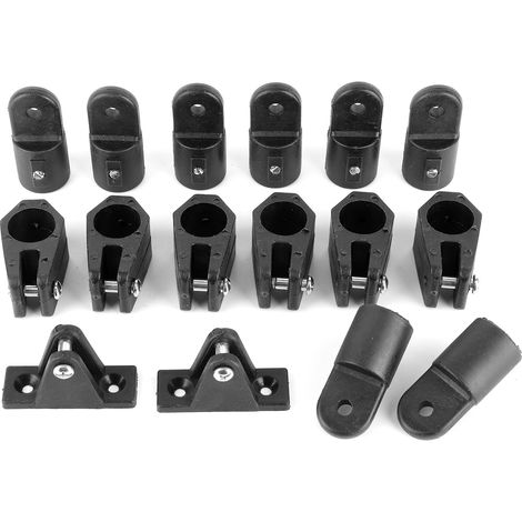 Set mit 16 Nylon-Beschlägen für Bootsdecks: Scharniere, Gleiter, Ösen, Endkappen für 22 mm/7/8 Zoll Rohre (1/5)