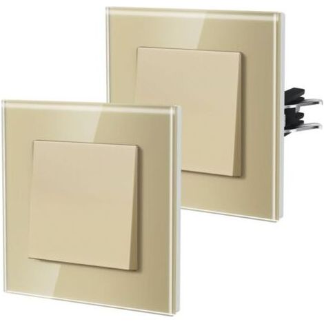 Interrupteur Mural, Interrupteur Va Et Vient Avec Griffes, Verre Interrupteur Lampe De Chevet, 1 Gang 1Way, 86mm, Or (1/4)