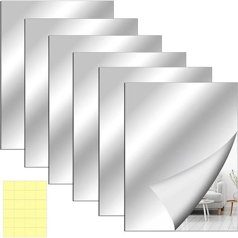 6 Pièces Miroir Autocollant, 20 X 30 cm Miroir a Coller, Convient pour Les Armoires, Acrylique Miroirs Adhésif, Convient pour Les Salles de Bains, Les Chambres et Les Couloirs (1/5)