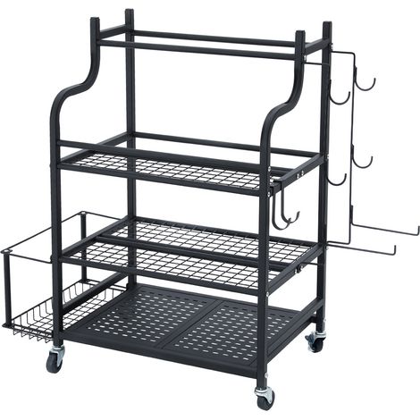 Mophorn Yogamatten-Aufbewahrungsregal – Stahl-Organizer mit Pulverbeschichtung, Haken und Rädern. Ideal zur Aufbewahrung von Yogamatten, Hanteln, Kugelhanteln, Schaumstoffrollen und Yogagurten.