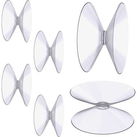 Ventouses Double Face, 6 Pices 4 cm Ventouses Transparentes, Extra Fortes PVC Plastique Suspension Rideau Isolant Ventouse pour Miroir De Table En Verre, Miroir de fentre de salle (1/4)