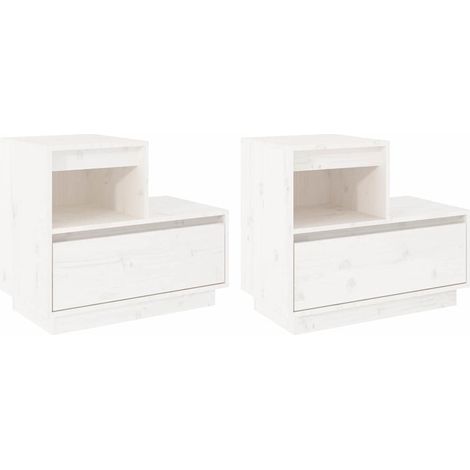 Maison Exclusive - Nachttische 2 Stk. Weiß 60x34x51 cm Massivholz