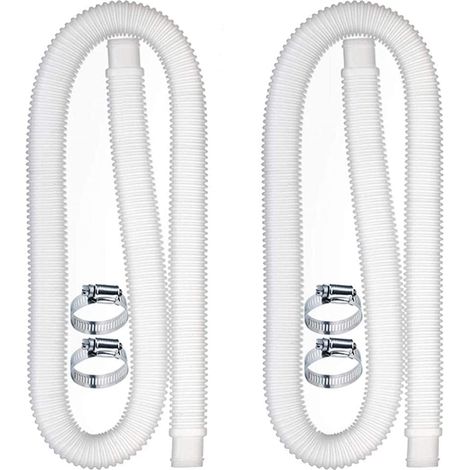 2pcs Replacement Pool Hose, Filter Pump Hose Accessories with 4 Metal Clips (1/5)
