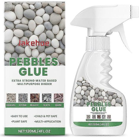 Colle pour gravier 2025, résine adhésive pour fixer pierres, écorce et gravier sur bordures, terrasses et allées de jardin. Adhérence durable, non toxique, 120 ml. (1/4)