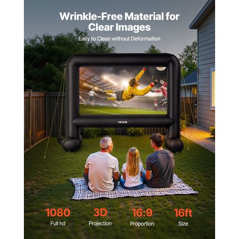 Écran de Projection Gonflable Diagonale de 488 cm, Format 16:9, 600D, Lavable, avec Sac de Rangement Portable, Installation Facile,… (1/5)
