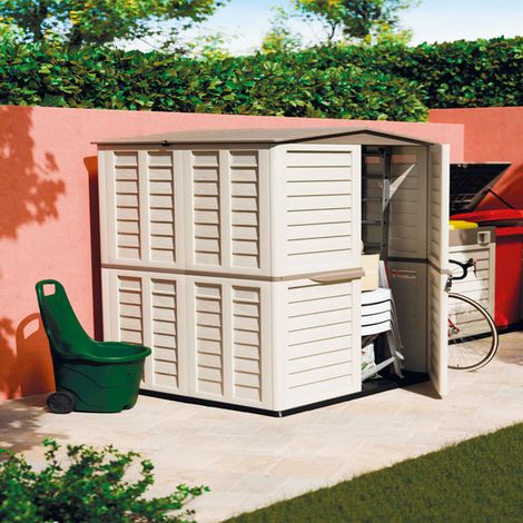 Casette da giardino in polipropilene rinforzato, box per